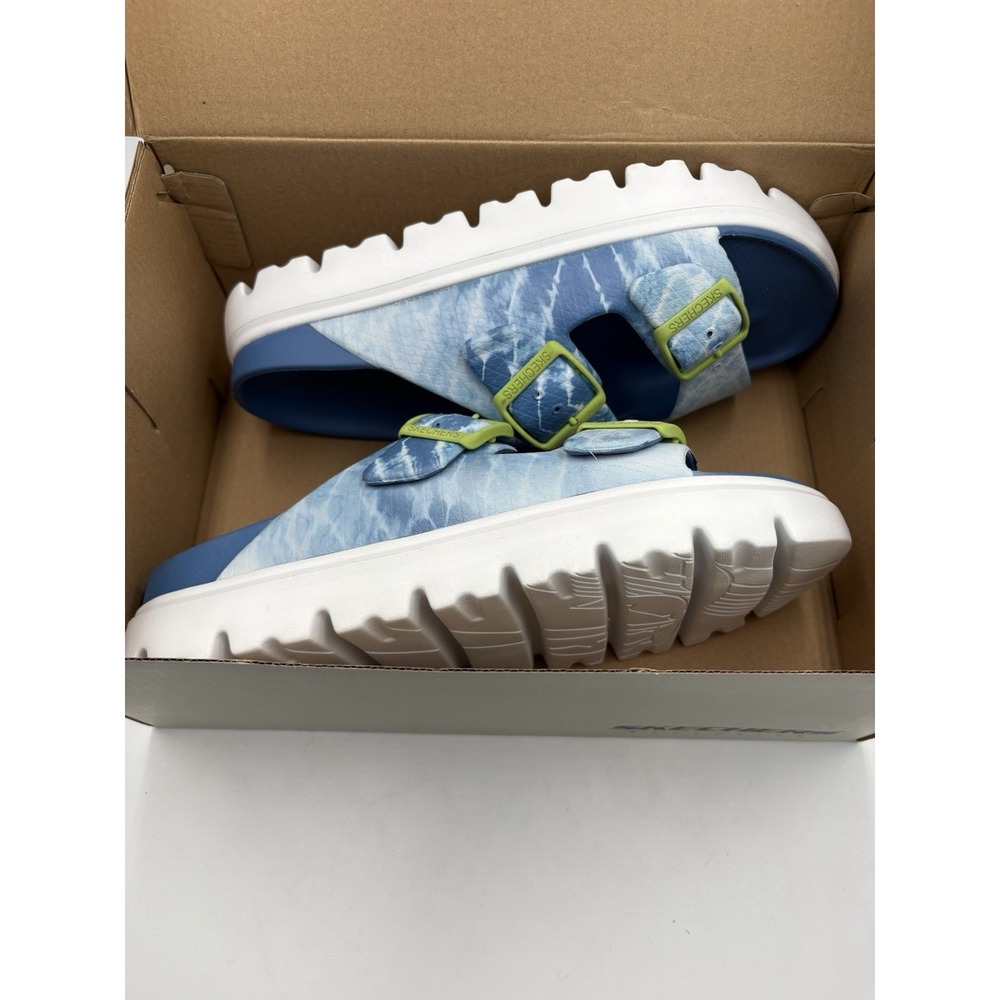 Skechers Foamies Women's Slide Sandals Blue/Green/White Marbled EVA US 9 EU 39 - Picture 2 of 13